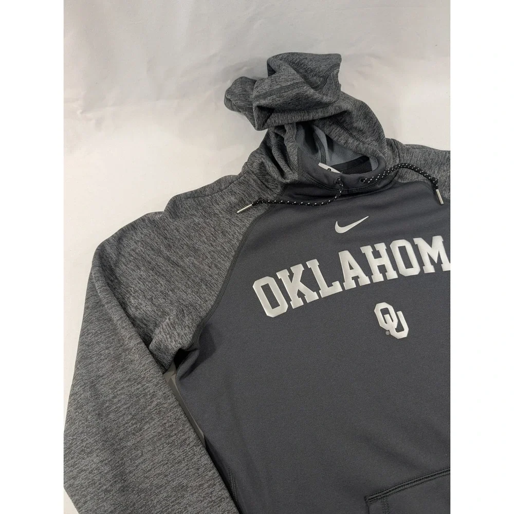 Oklahoma‎ Sooners Hoodie Sweatshirt Youth L Gray NCAA Football Nike Therma Fit